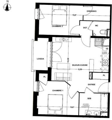 Appartement - 60 m² - 4 pièces