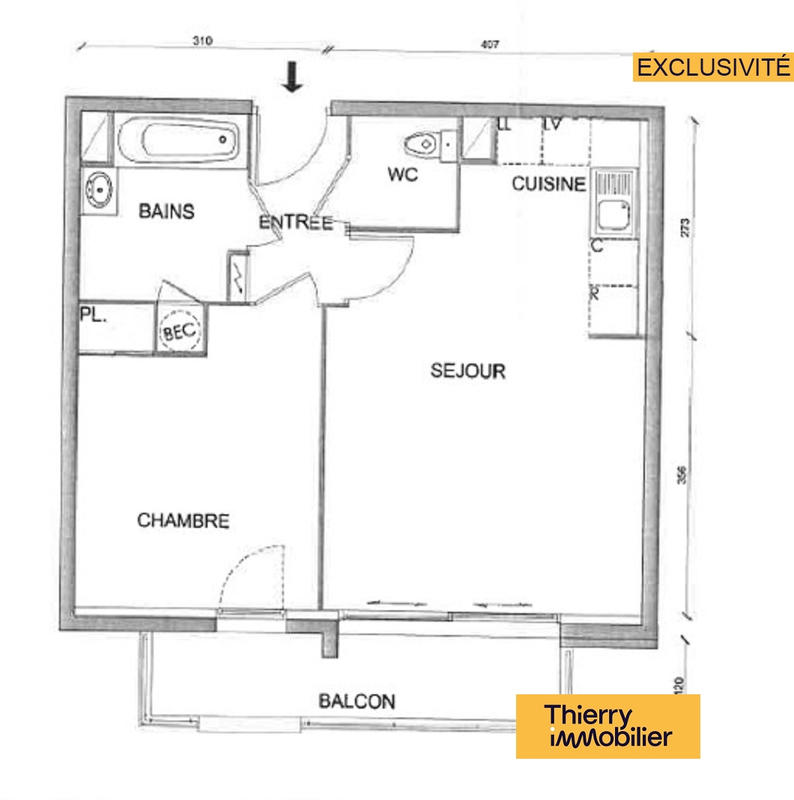 Appartement - 43 m² - 2 pièces