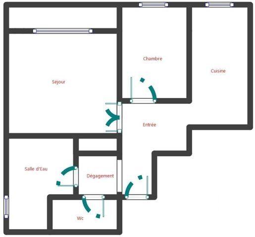 Appartement - 55 m² - 2 pièces