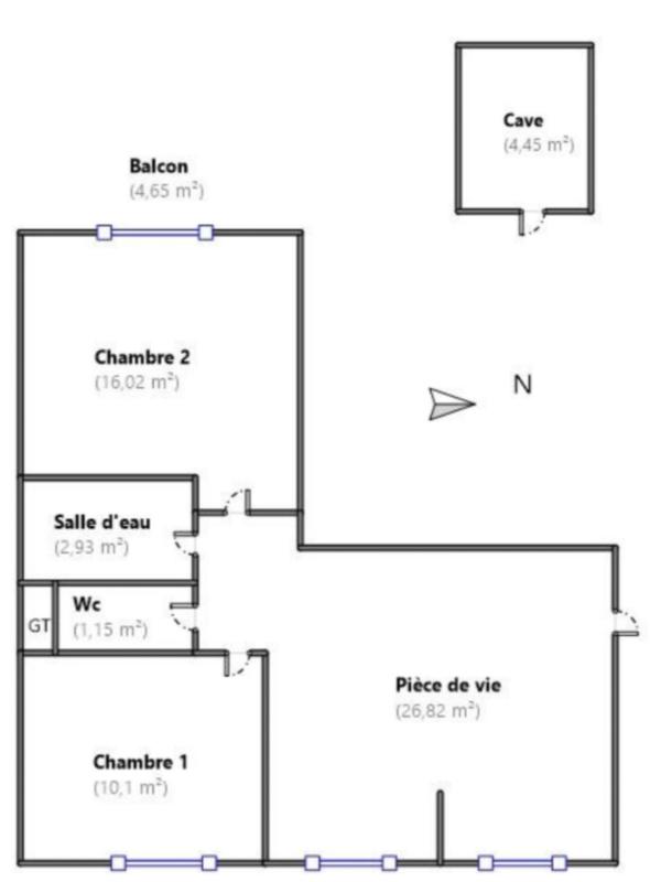Appartement - 57 m² - 3 pièces