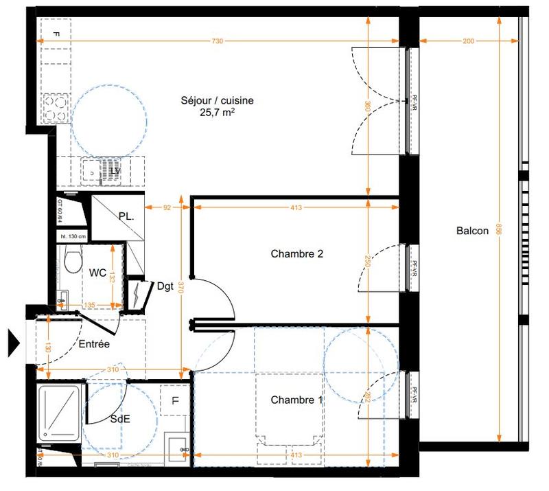 Appartement - 62 m² - 3 pièces