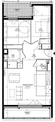 Appartement - 68 m² - 3 pièces