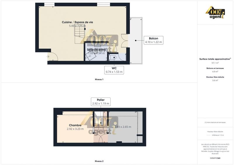 Appartement - 50 m² - 3 pièces