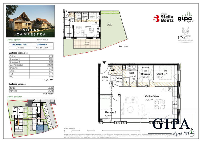 Appartement - 73 m² - 3 pièces