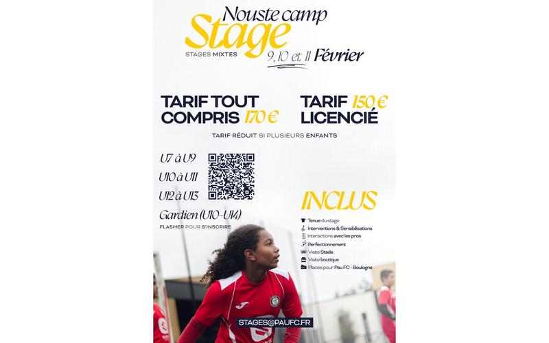Stage mixtes football Paufc Academy- Vacances février