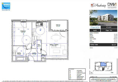 Appartement - 52 m² - 2 pièces