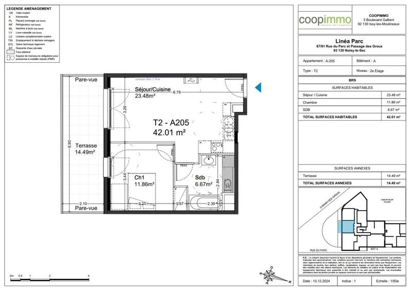 Appartement - 41 m² - 2 pièces