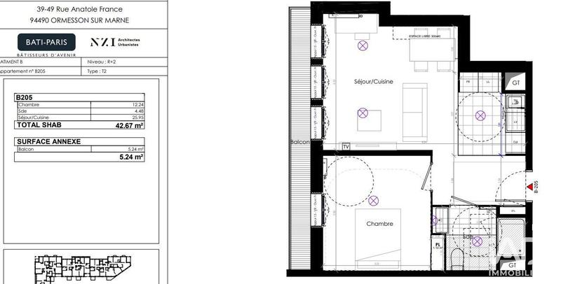 Appartement - 42 m² - 2 pièces