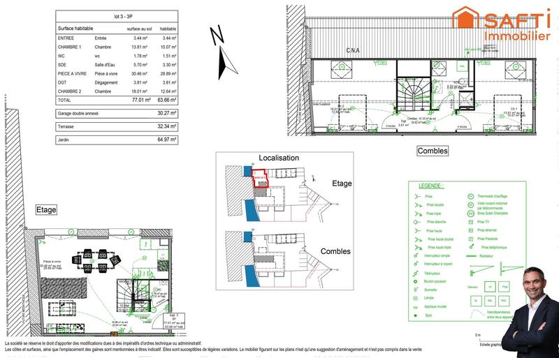 Appartement - 63 m² - 3 pièces