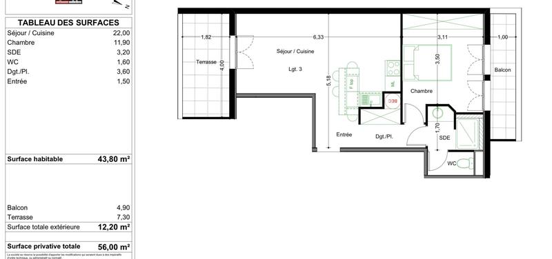 Appartement - 44 m² - 2 pièces
