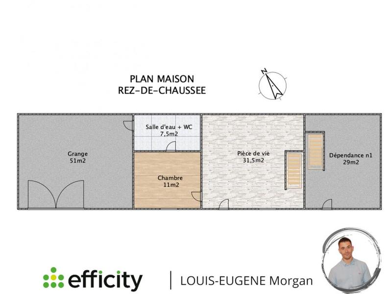 Longère - 50 m² - 3 pièces