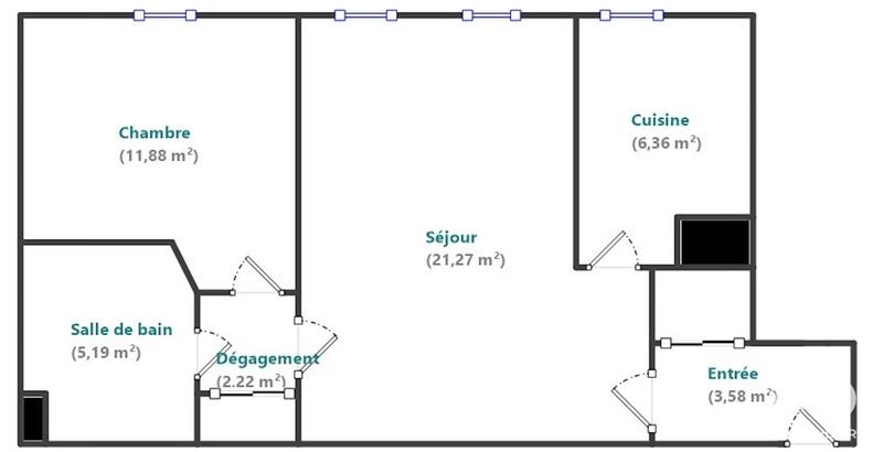 Appartement - 50 m² - 2 pièces