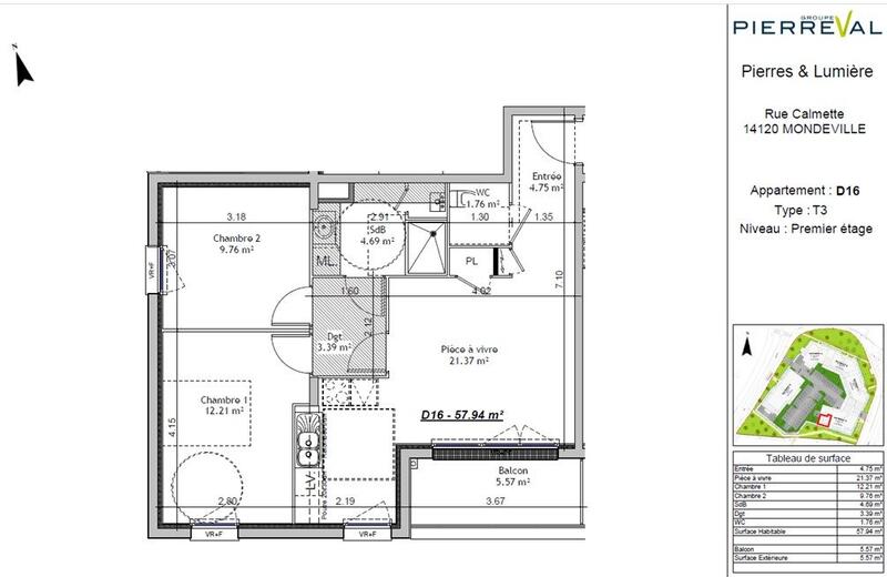 Appartement - 58 m² - 3 pièces