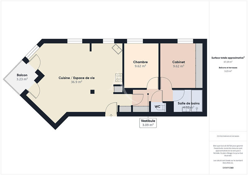 Appartement - 68 m² - 3 pièces