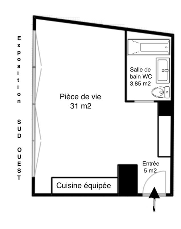 Appartement - 40 m² - 1 pièce