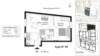Appartement - 37 m² - 2 pièces