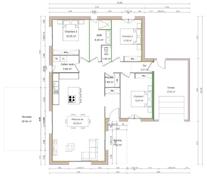 Maison - 100 m² - 5 pièces