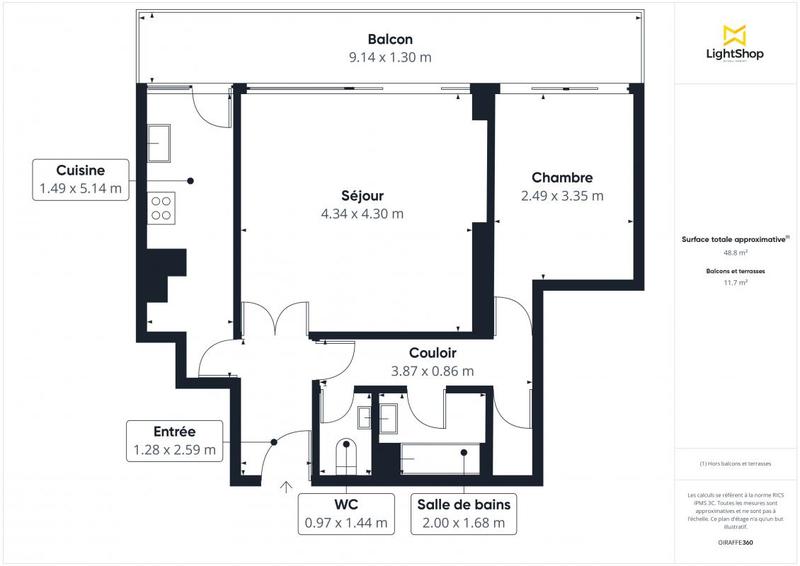 Appartement - 53 m² - 2 pièces