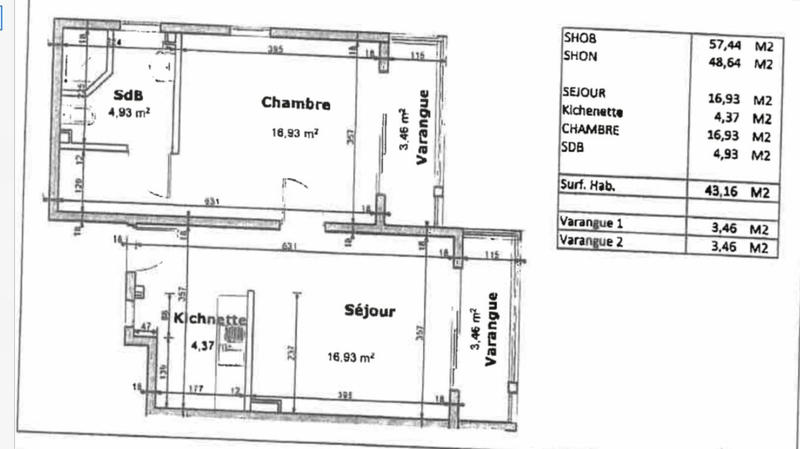 Appartement - 43 m² - 2 pièces