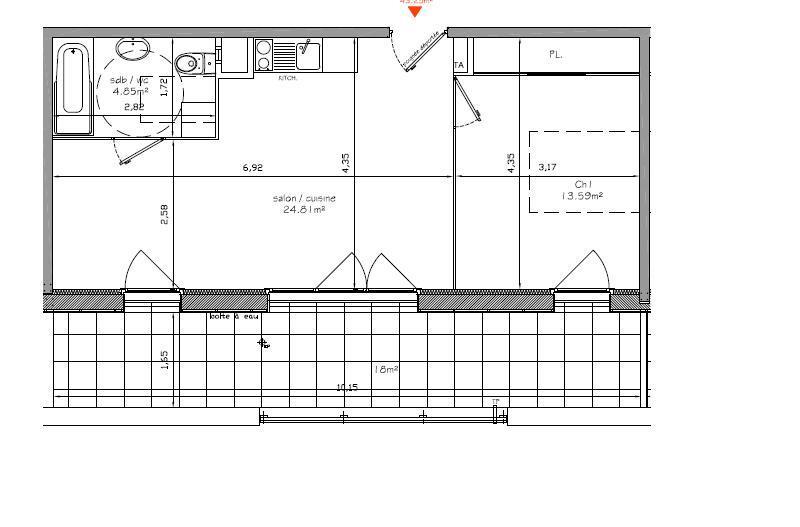 Appartement - 43 m² - 2 pièces