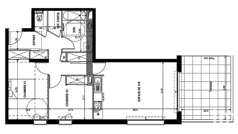 Appartement - 65 m² - 3 pièces