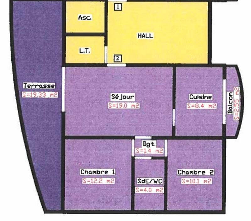 Appartement - 77 m² - 3 pièces