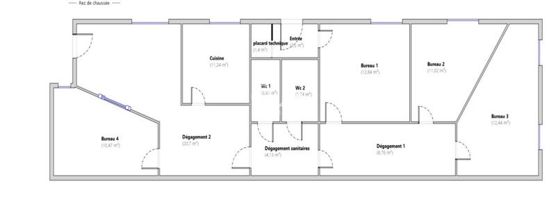 Bureau - 101 m² - 4 pièces