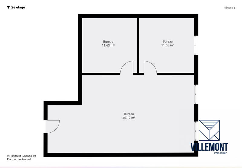 Bureau - 64 m² - 3 pièces