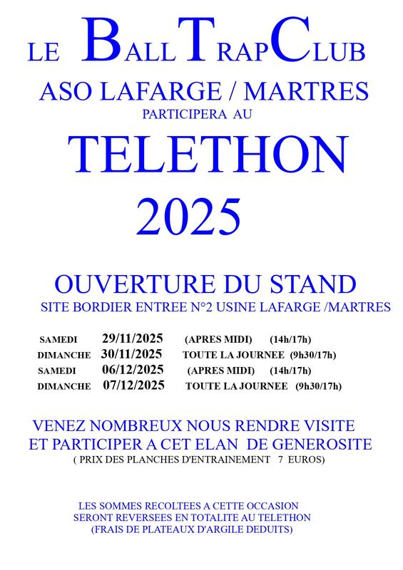 Téléthon - Ball Trap Découvert Initiation Tir de Plateaux d'Argile