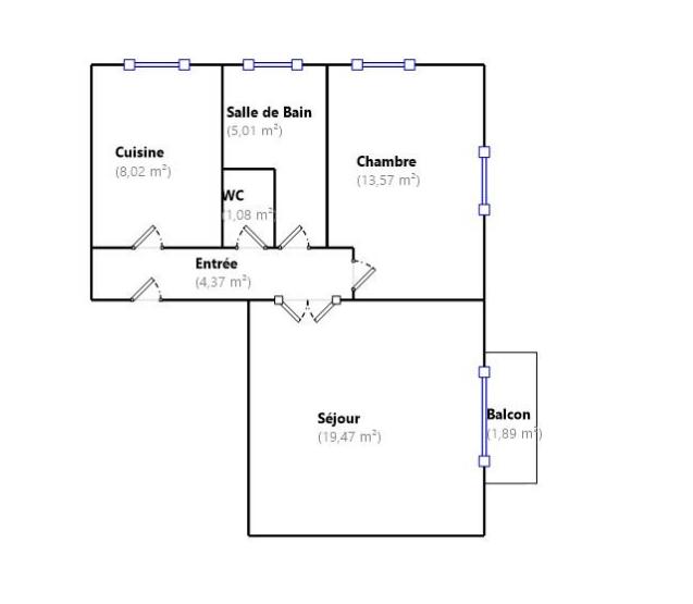 Appartement - 52 m² - 2 pièces