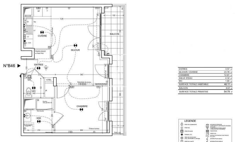 Appartement - 46 m² - 2 pièces