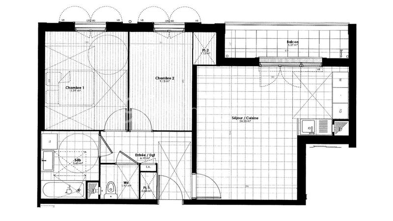 Appartement - 61 m² - 3 pièces