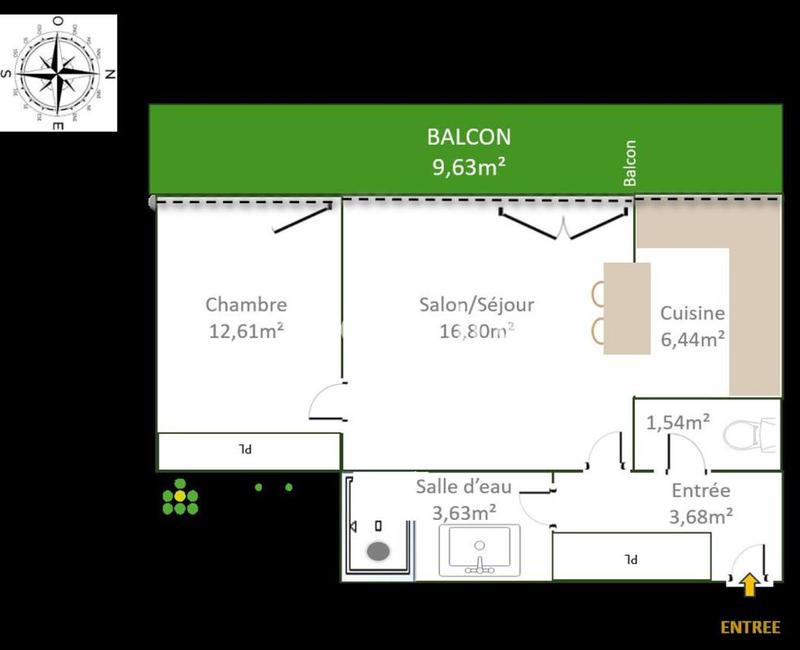 Appartement - 45 m² - 2 pièces