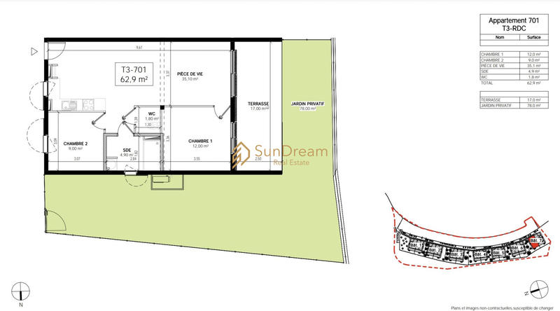 Appartement - 63 m² - 3 pièces