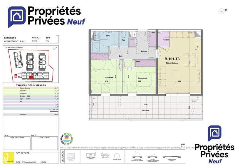 Appartement - 61 m² - 3 pièces