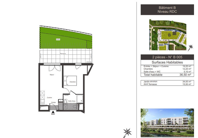 Appartement - 37 m² - 2 pièces