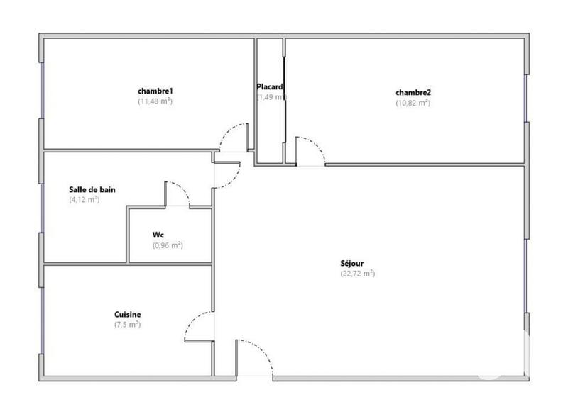 Appartement - 59 m² - 3 pièces