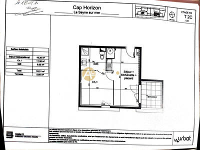Appartement - 33 m² - 2 pièces