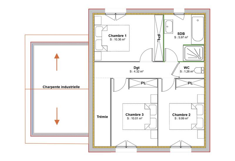 Maison - 85 m² - 4 pièces