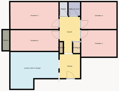 Chambre - 22 m² - 5 pièces