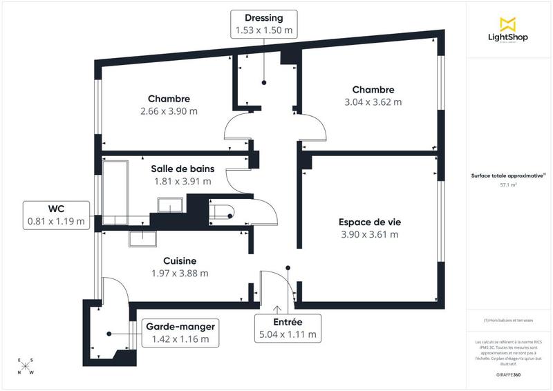 Appartement - 56 m² - 3 pièces