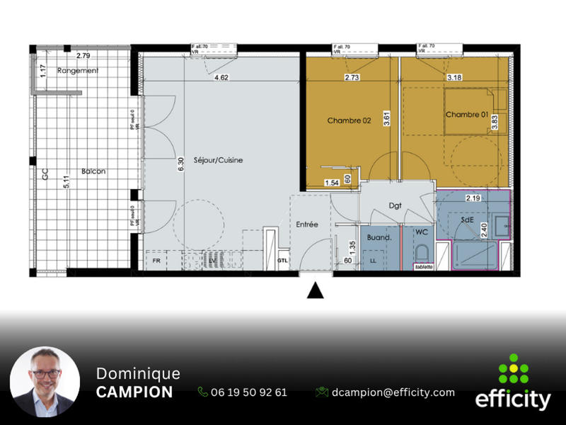 Appartement - 64 m² - 3 pièces