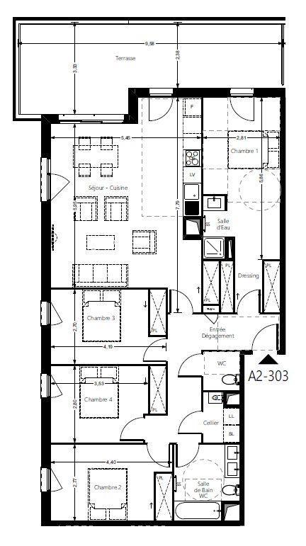 Appartement - 111 m² - 5 pièces
