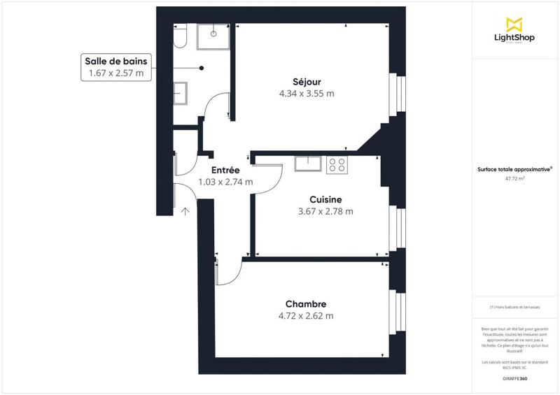 Appartement - 47 m² - 2 pièces