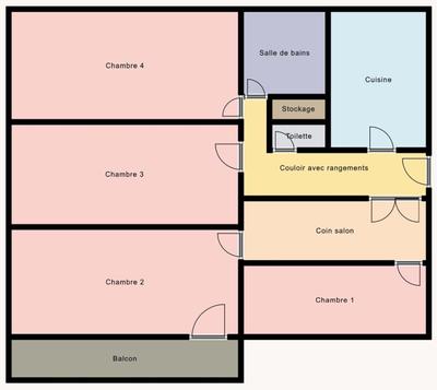 Chambre - 17 m² - 4 pièces