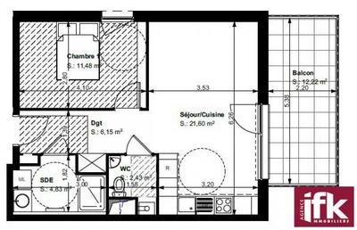 Appartement - 46 m² - 2 pièces