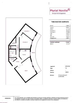 Appartement - 75 m² - 3 pièces