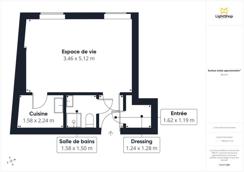 Appartement - 28 m² - 1 pièce