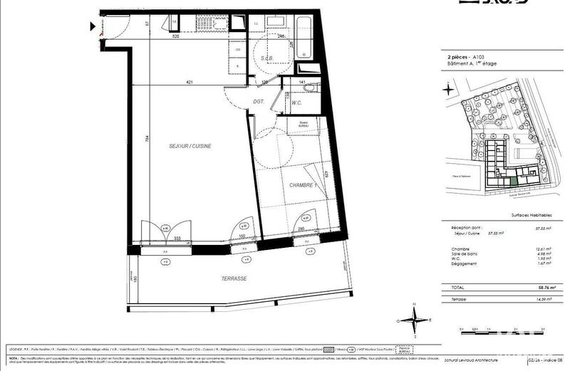 Appartement - 58 m² - 2 pièces