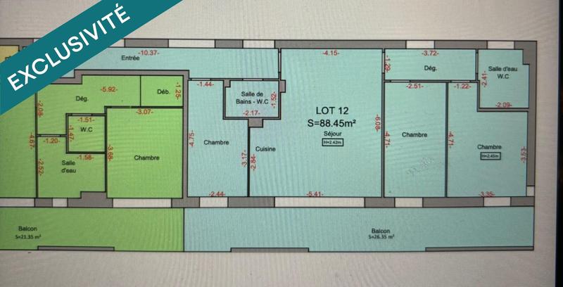 Appartement - 89 m² - 4 pièces